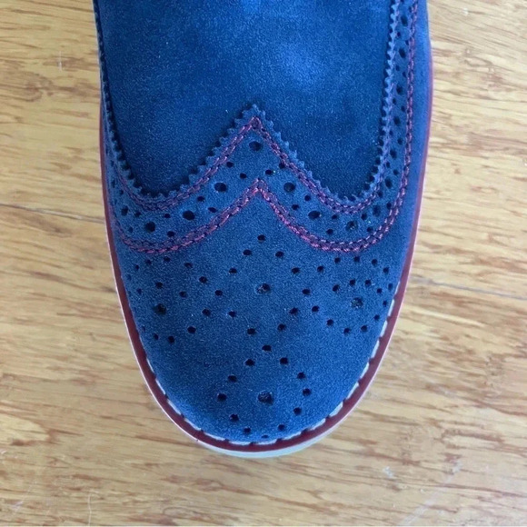 GBX Grieves Suede Men's Wingtip Oxfords - Navy - 7.5 8 8.5 9 13 NWT - Picture 5 of 11